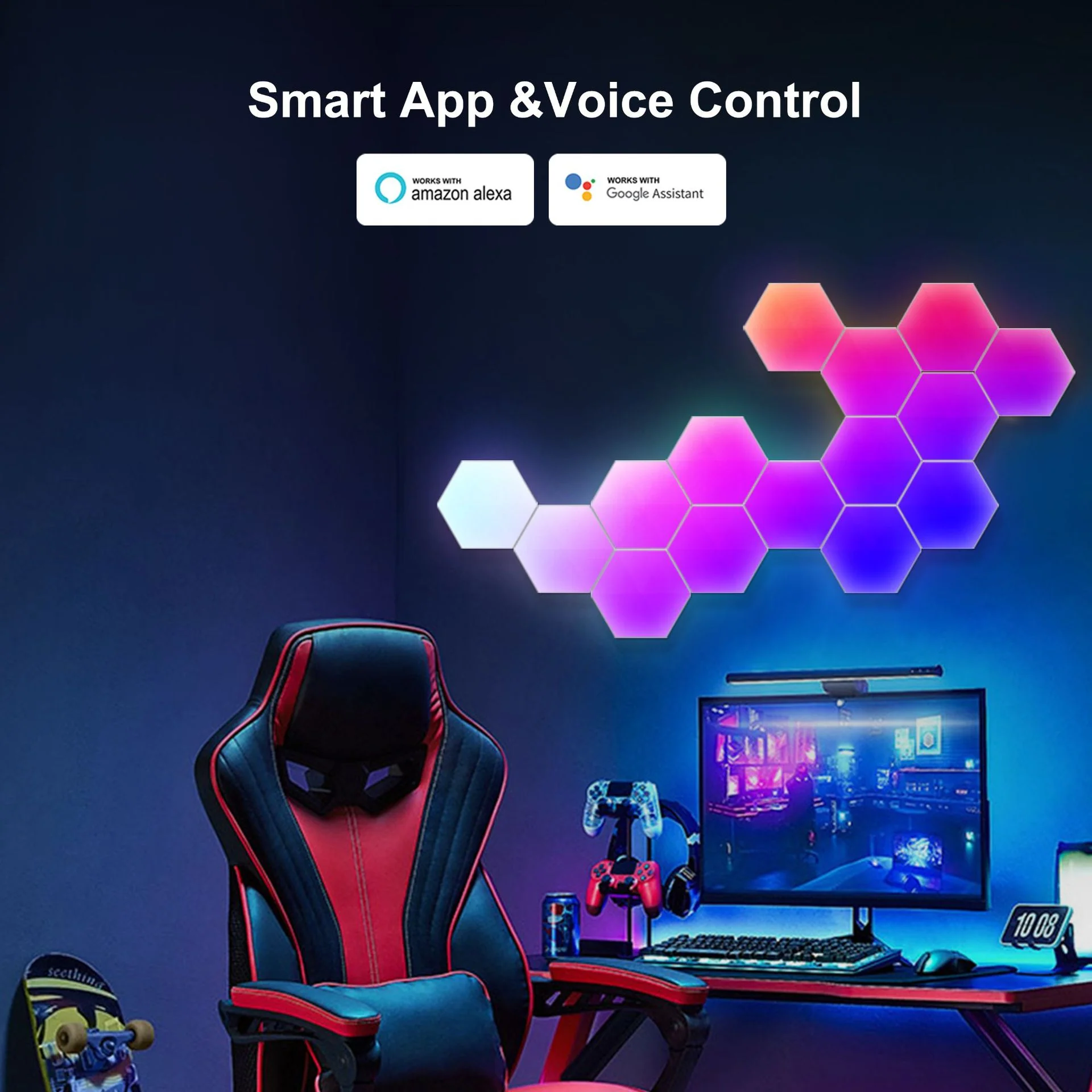 Hexagon Lights Smart App Control RGB Hexagon LED Lights for Wall or Desktop with Music Sync for Gaming Room Streaming Decor - Image 4