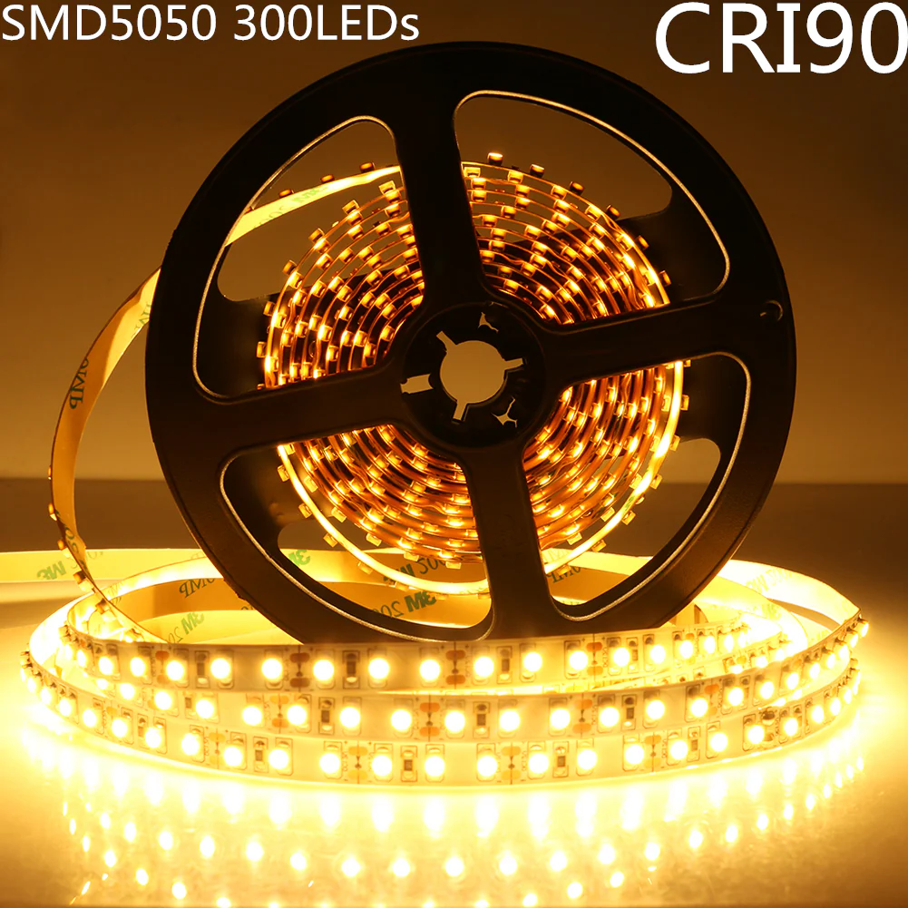 High CRI 90 LED Strip Lights, 5Meters (16.4ft) SMD5050-300, 60 LEDs 900LM Per Meter, DC 12V Dimmable Flexible LED Strips,10mm Wide Tape - Image 10