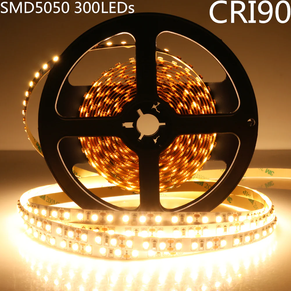 High CRI 90 LED Strip Lights, 5Meters (16.4ft) SMD5050-300, 60 LEDs 900LM Per Meter, DC 12V Dimmable Flexible LED Strips,10mm Wide Tape - Image 9
