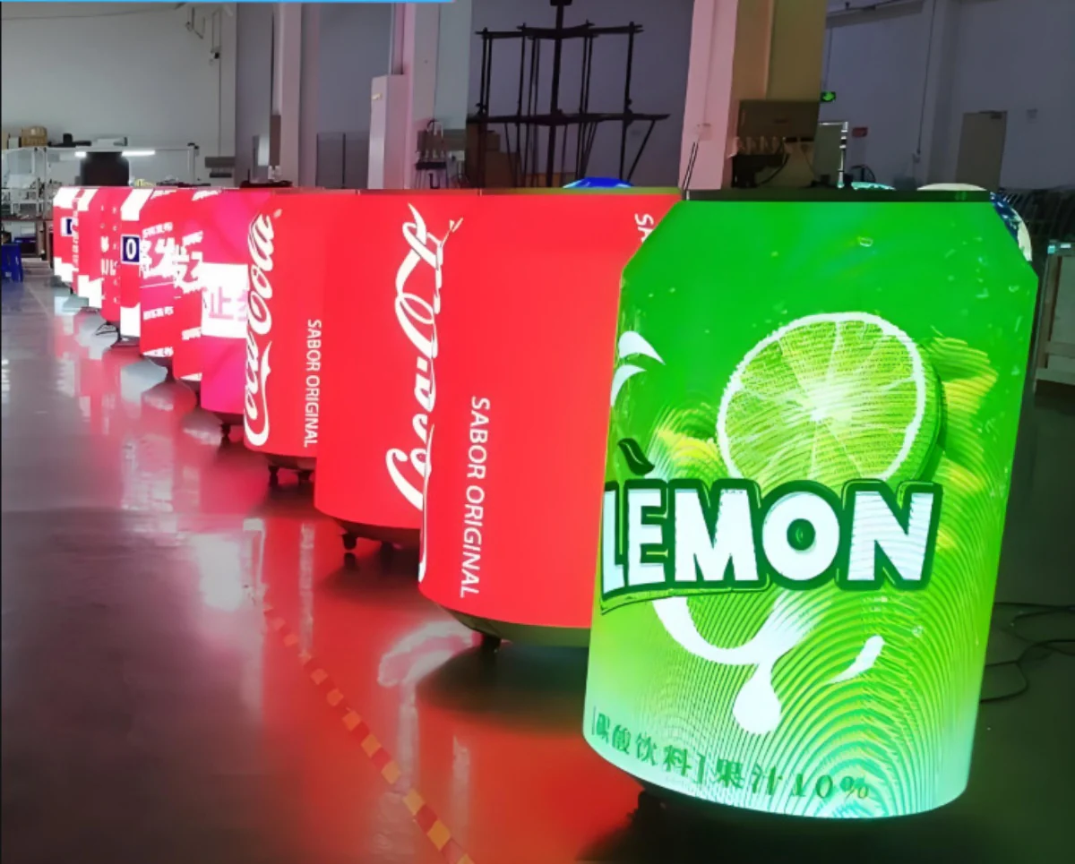 P1.86 | P2 Indoor Soda Drink Can LED Display Screen Floor-Standing with Wheel - Image 3