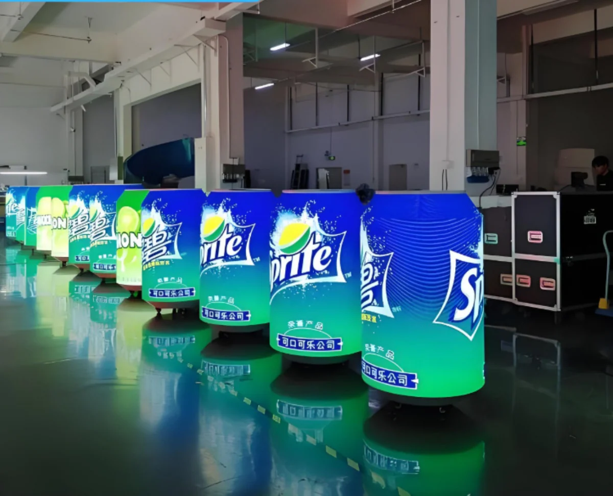 P1.86 | P2 Indoor Soda Drink Can LED Display Screen Floor-Standing with Wheel - Image 4
