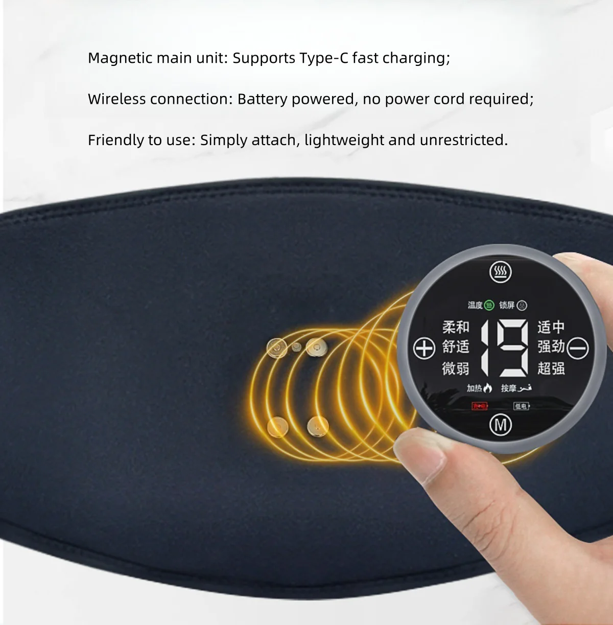 Infrared Therapy Heating Belt – Wireless Near Infrared Waist Belt | 2000mAh Battery | Digital Display | Transparent Film | With / Without Remote Control | Type-C Charging | for Back & Waist Pain Relief - Image 10