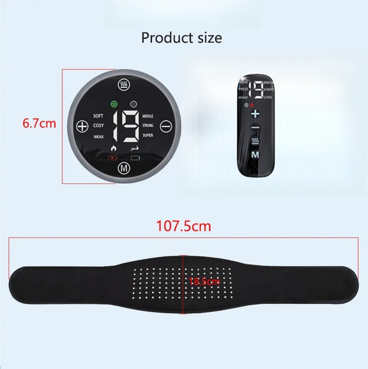 Infrared Therapy Heating Belt – Wireless Near Infrared Waist Belt | 2000mAh Battery | Digital Display | Transparent Film | With / Without Remote Control | Type-C Charging | for Back & Waist Pain Relief - Image 3