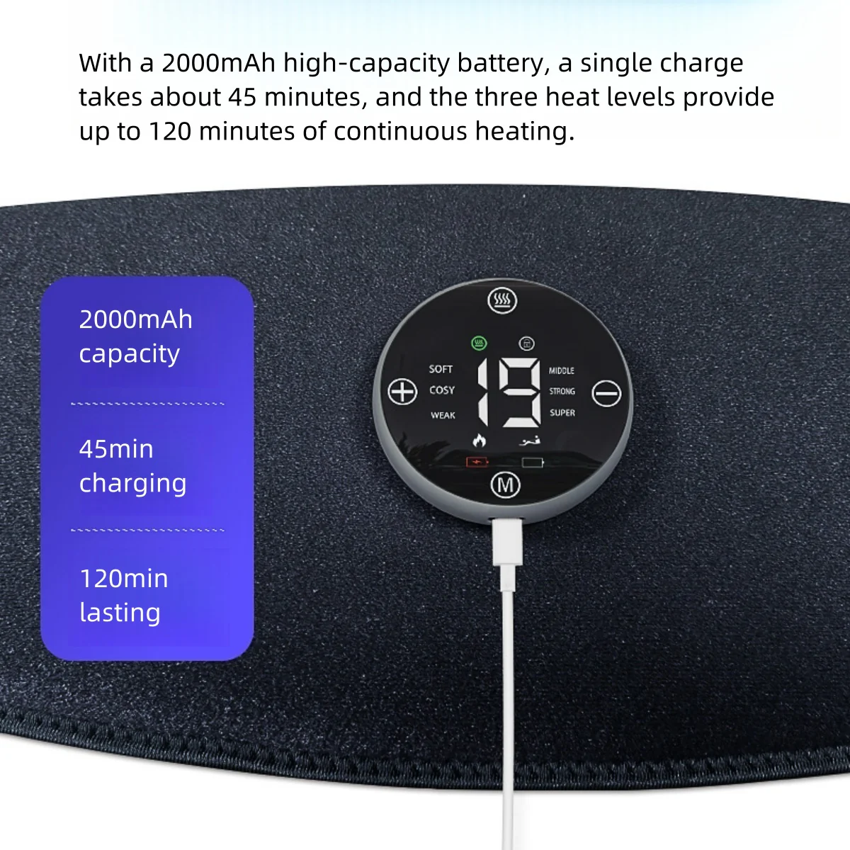 Infrared Therapy Heating Belt – Wireless Near Infrared Waist Belt | 2000mAh Battery | Digital Display | Transparent Film | With / Without Remote Control | Type-C Charging | for Back & Waist Pain Relief - Image 9