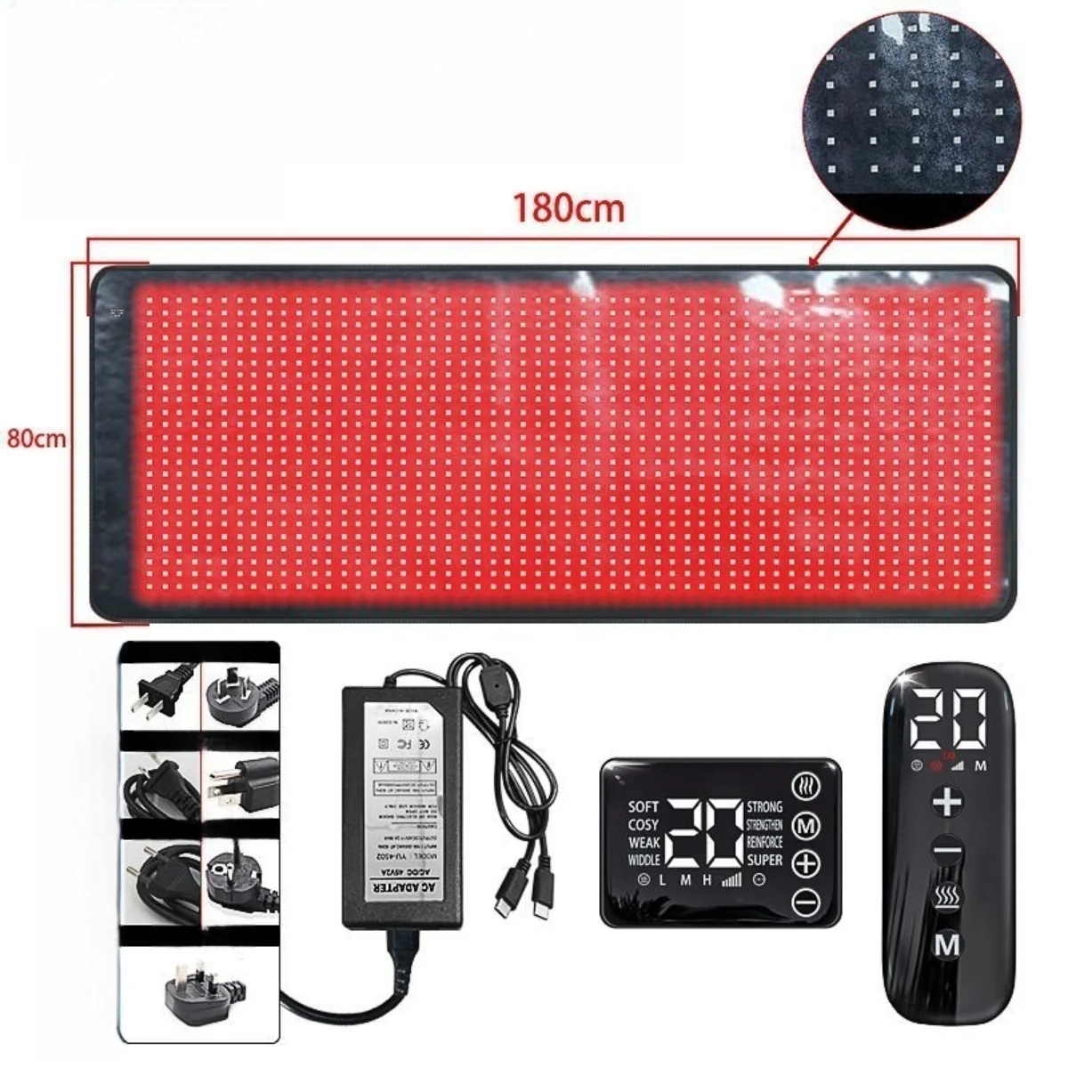 Infrared Therapy Heating Blanket & Mat – 6 Size Options | Red Light 660nm & IR 850nm | Remote Control | Transparent Film | Vibration Massage | 8 Modes & 20 Intensity Levels | for Sleeping Pad, Yoga Mat & Body Relaxation | US / EU / UK / AU Plug - Image 4