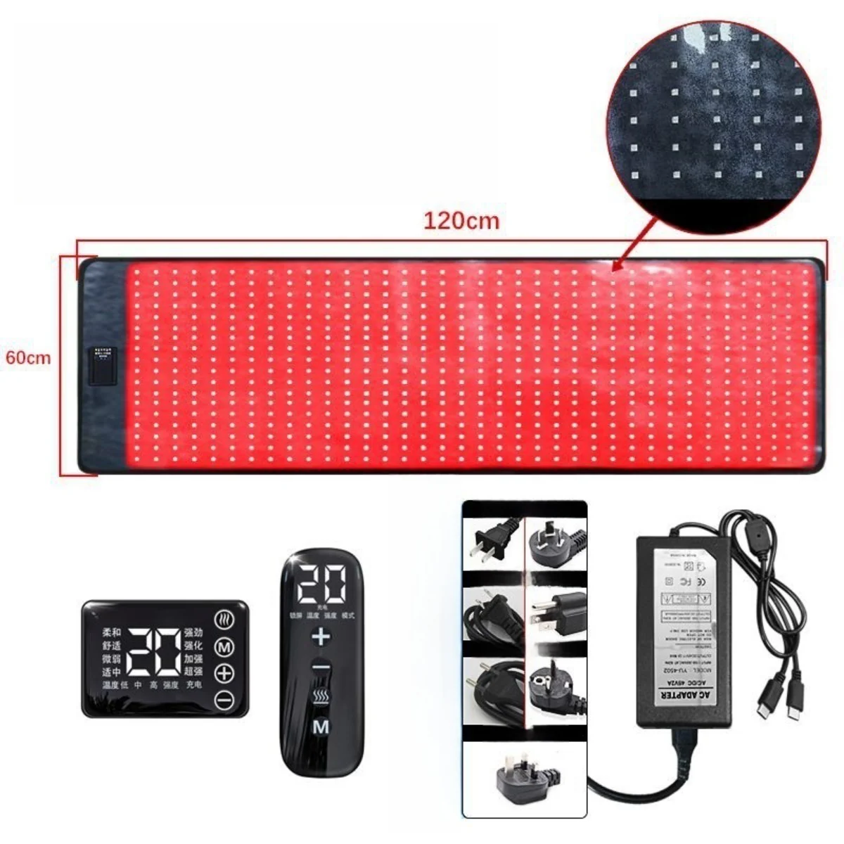 Infrared Therapy Heating Blanket & Mat – 6 Size Options | Red Light 660nm & IR 850nm | Remote Control | Transparent Film | Vibration Massage | 8 Modes & 20 Intensity Levels | for Sleeping Pad, Yoga Mat & Body Relaxation | US / EU / UK / AU Plug - Image 5