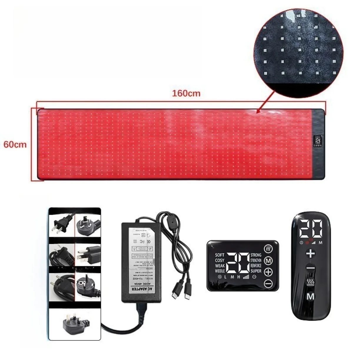 Infrared Therapy Heating Blanket & Mat – 6 Size Options | Red Light 660nm & IR 850nm | Remote Control | Transparent Film | Vibration Massage | 8 Modes & 20 Intensity Levels | for Sleeping Pad, Yoga Mat & Body Relaxation | US / EU / UK / AU Plug - Image 6
