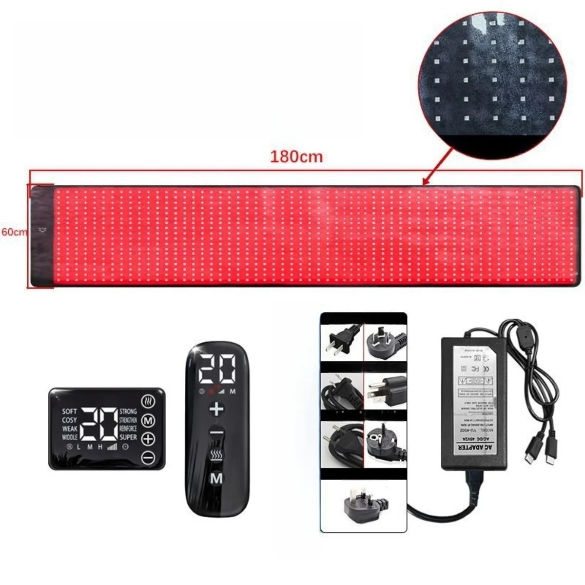 Infrared Therapy Heating Blanket & Mat – 6 Size Options | Red Light 660nm & IR 850nm | Remote Control | Transparent Film | Vibration Massage | 8 Modes & 20 Intensity Levels | for Sleeping Pad, Yoga Mat & Body Relaxation | US / EU / UK / AU Plug - Image 7