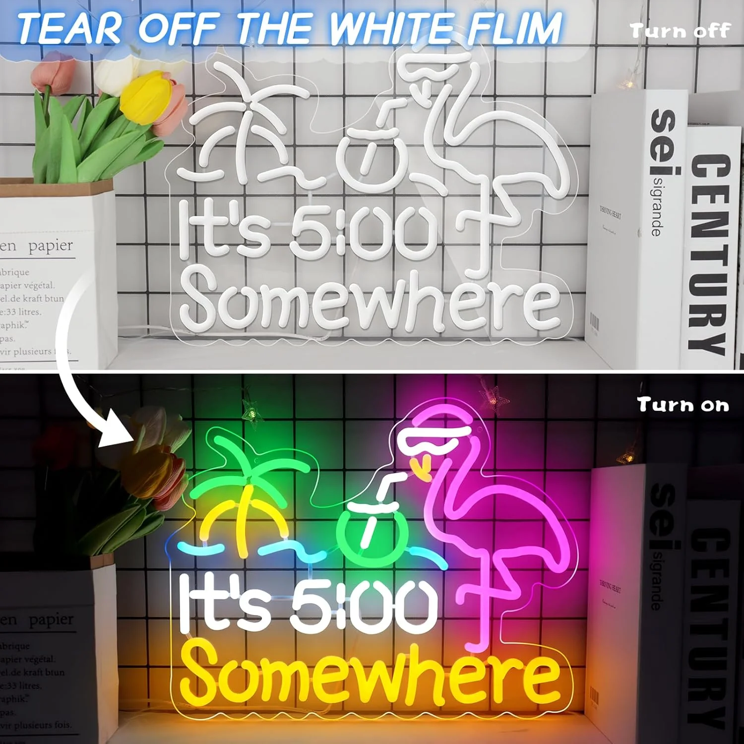 Its 5 00 O'clock Some Where LED Sign – 16.1× 12.6 inch | Multi-Color Glow | USB Powered | Hanging | Ideal for Bar, Pub, Lounge, Nightclub, Party Mood Lighting - Image 4