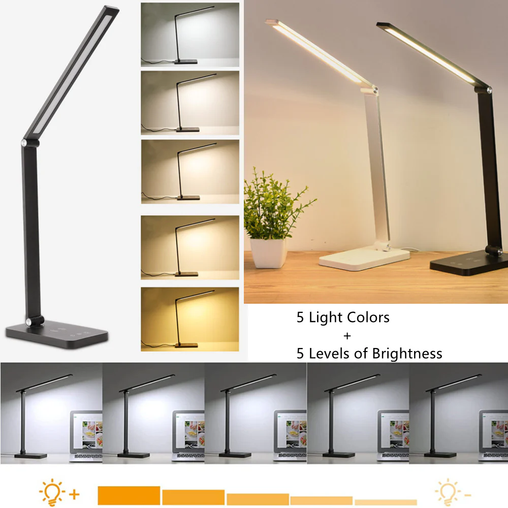 LED Desk Lamp with Wireless Chargers and USB Charging Port for Home Office, Desk Light withTimer for Reading, Study, Crafts - Image 3