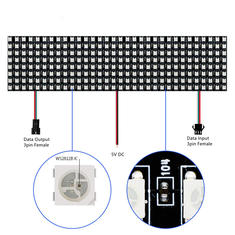 LED Matrix Screen WS2812B Digital Flexible LED Panel SMD5050 RGB Individually Addressable Full Dream Color DC5V - Image 10