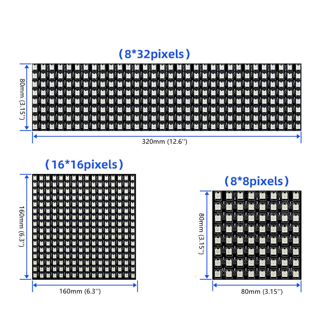 LED Matrix Screen WS2812B Digital Flexible LED Panel SMD5050 RGB Individually Addressable Full Dream Color DC5V - Image 2