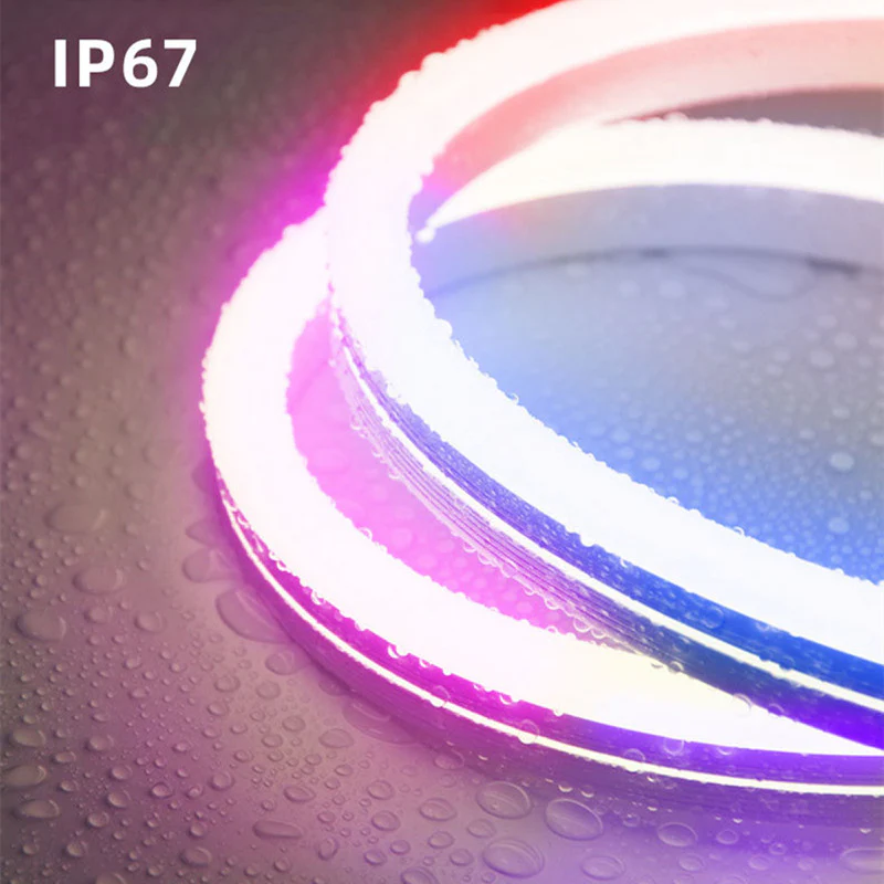 RGB Addressable Neon LED Strip Light | WS2812 SMD5050 60LEDs/M | 16×16mm Flexible Silicone Neon Rope | IP67 Waterproof | Top-Bend & Side-Bend Options | 5M Roll Kit with Power Adapter & Controller - Image 5
