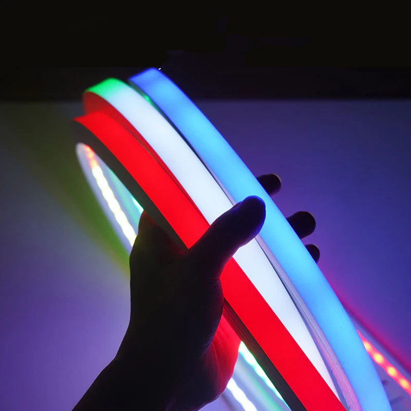 RGB Addressable Neon LED Strip Light | WS2812 SMD5050 60LEDs/M | 20×20mm Flexible Silicone Neon Rope | IP67 Waterproof | Top-Bend & Side-Bend Options | 5M Roll Kit with Power Adapter & Controller - Image 6