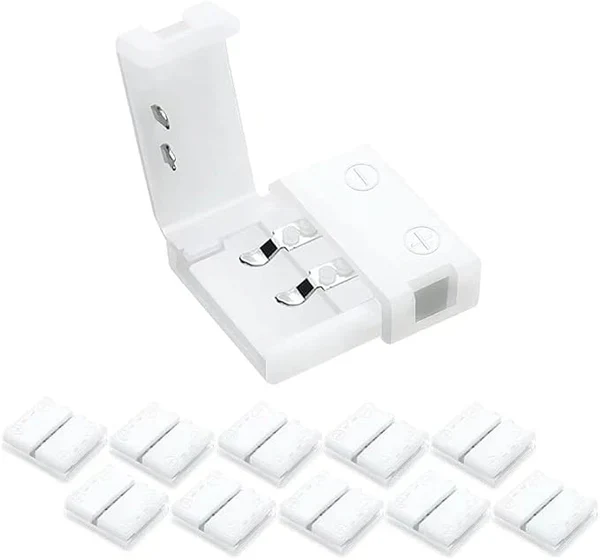 LED Strip Connectors – 10mm 2Pin Solderless Clips | Strip to Wire / Strip to Strip / DC Adapter / L / T – Bulk Wholesale 500pcs MOQ | Factory Direct - Image 4