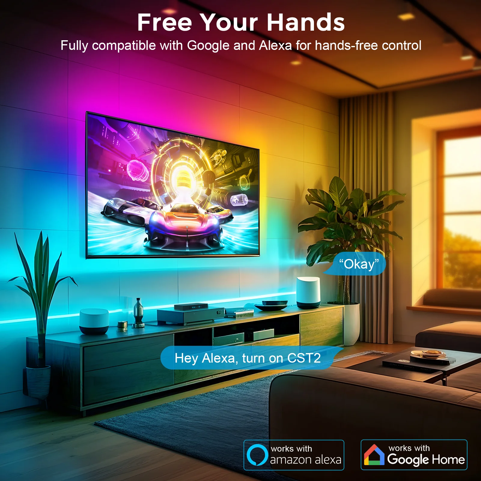 LightingWill CST2 HDMI 2.0 Sync Box TV Backlight Kit - 9.8FT / 12.5FT / 16.4Ft Smart RGBIC LED Lights Sync with TV | Supports 4K@60Hz | Sync to Movies, Games | Compatible with PS5/Xbox/PC - Image 4