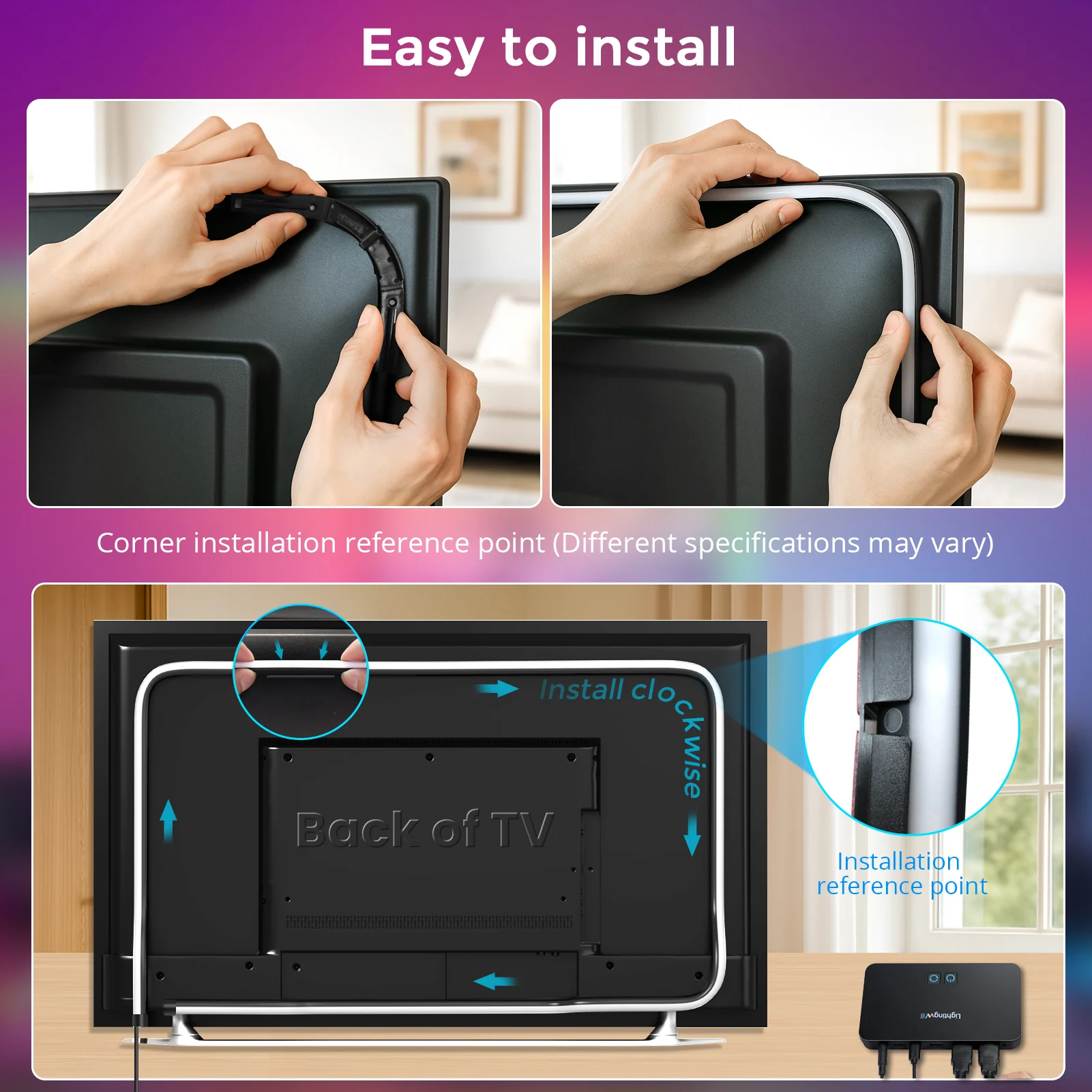LightingWill CST2 HDMI 2.0 Sync Box TV Backlight Kit - 9.8FT / 12.5FT / 16.4Ft Smart RGBIC LED Lights Sync with TV | Supports 4K@60Hz | Sync to Movies, Games | Compatible with PS5/Xbox/PC - Image 8