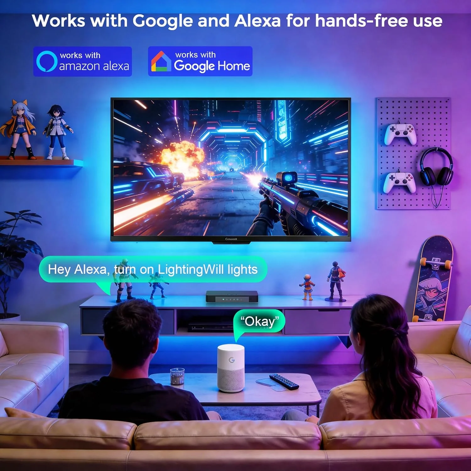 LightingWill CST3 HDMI 2.0 Sync Box TV Backlight Strip Kit - 9.8FT / 12.5FT / 16.4FT  Smart RGBIC LED Strip Sync with Screen | Supports 4K@60Hz | 72 LEDs/m |Sync to Movies, Games | Compatible with PS5/Xbox/PC - Image 6