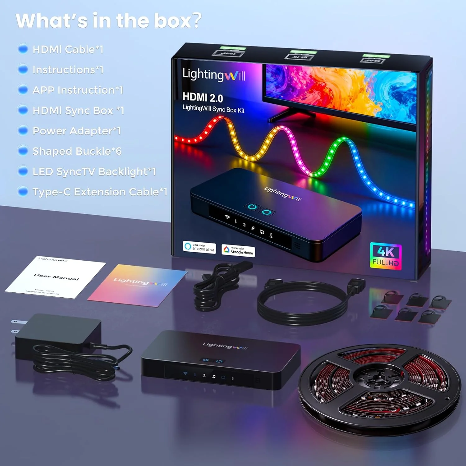 LightingWill CST3 HDMI 2.0 Sync Box TV Backlight Strip Kit - 9.8FT / 12.5FT / 16.4FT  Smart RGBIC LED Strip Sync with Screen | Supports 4K@60Hz | 72 LEDs/m |Sync to Movies, Games | Compatible with PS5/Xbox/PC - Image 8