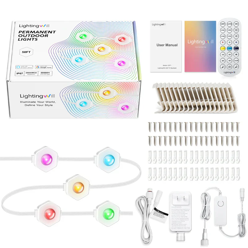 LightingWill OL1 Permanent Outdoor Lights: Multi-Functional Holiday Lighting with a Variety of Lighting Modes to Create a Warm Atmosphere, Gardens, Porches, and Any Outdoor Space | Durable, Energy-Efficient, and Long-Lasting Outdoor Lighting Solution - Image 2