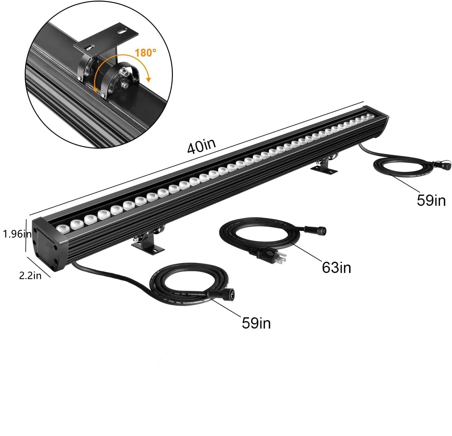 Linkable 5056 Linear Smart RGBCW LED Wall Washer – 60W |AC110V / AC220V | Waterproof Color Changing Wall Wash Light |  RF Remote/APP Control | for Indoor & Outdoor Architectural Lighting - Image 3