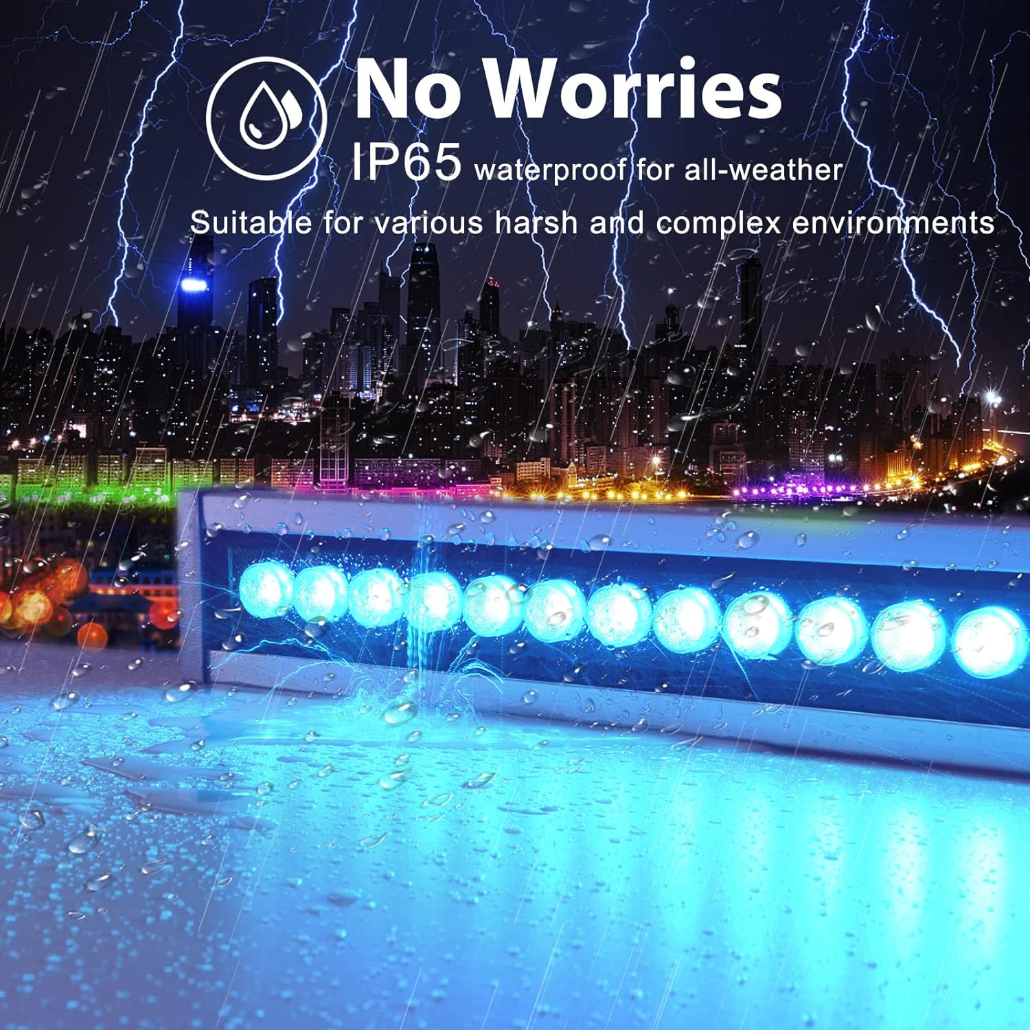 Linkable 5056 Linear Smart RGBCW LED Wall Washer – 60W |AC110V / AC220V | Waterproof Color Changing Wall Wash Light |  RF Remote/APP Control | for Indoor & Outdoor Architectural Lighting - Image 9