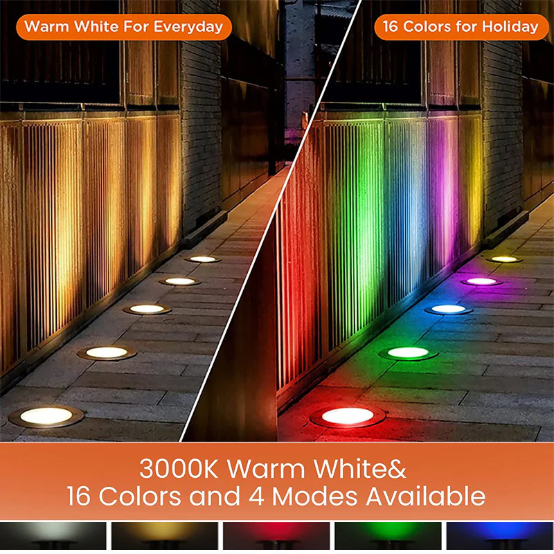 Low Voltage RGBWW Inground LED Well Lights – 3W /5W | RGB + 3000K Warm White | DC 12V–24V | IP65 Waterproof | Outdoor Landscape & Ground Lighting for Garden, Yard & Driveway | 6 / 8-Pack - Image 3