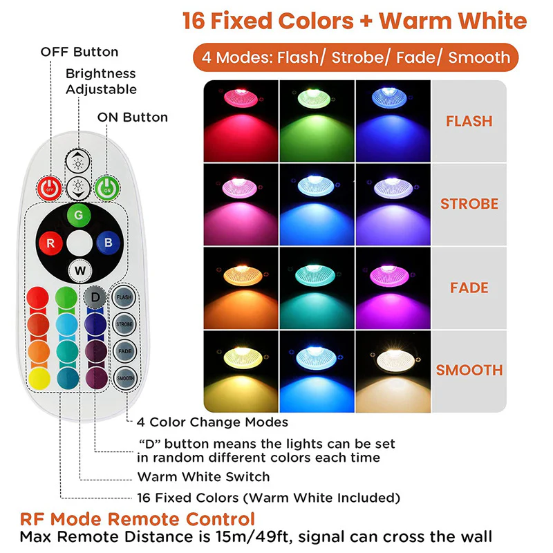 Low Voltage RGBWW Inground LED Well Lights – 3W /5W | RGB + 3000K Warm White | DC 12V–24V | IP65 Waterproof | Outdoor Landscape & Ground Lighting for Garden, Yard & Driveway | 6 / 8-Pack - Image 5