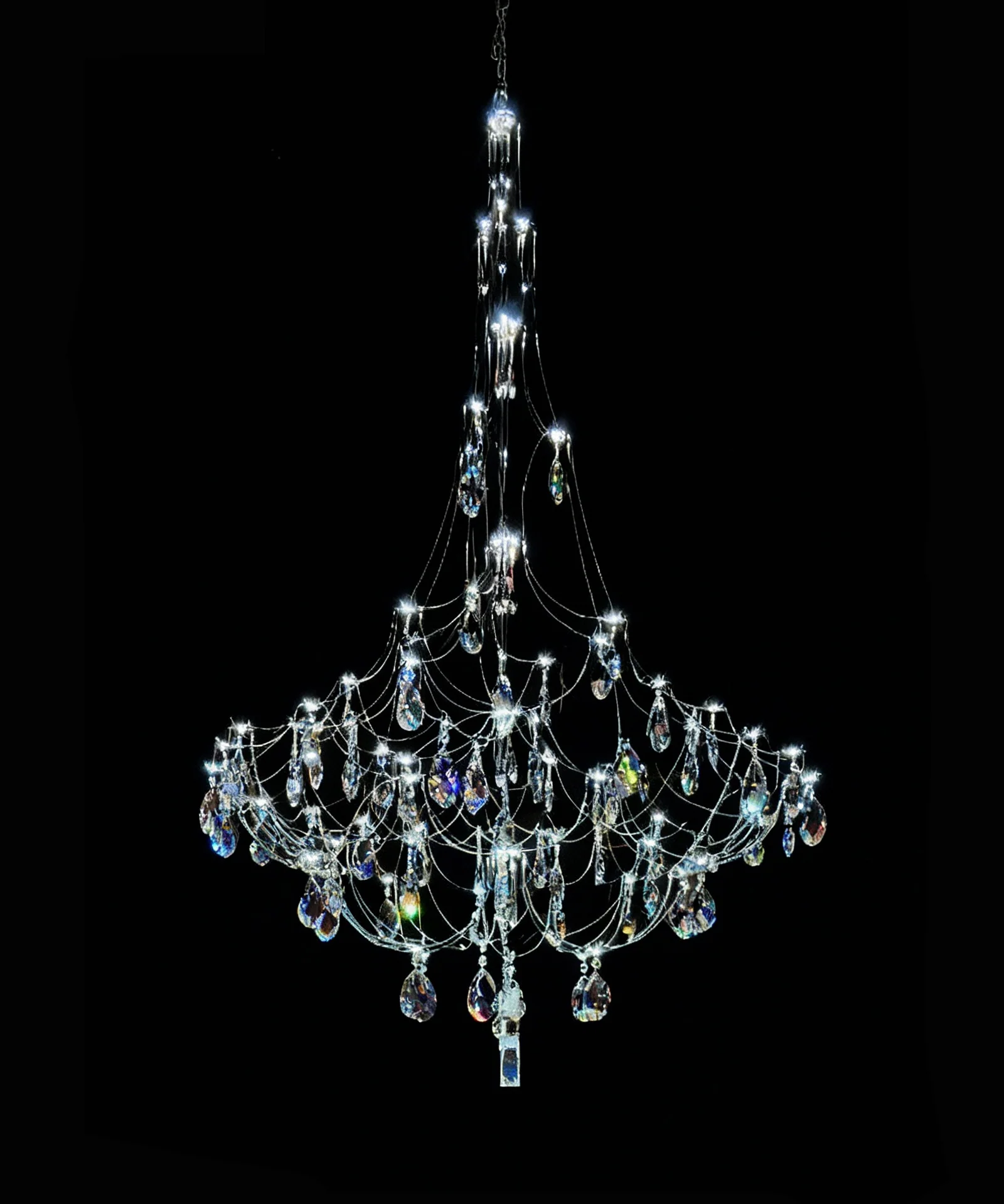 LX-1 Series Modern Crystal Chandeliers – 31.5" - 81.5'' Diameter | 54 - 450 LEDs | K9 Crystal / Iridescent Crystal | AC85–240V Power Supply Included | 304 Stainless Steel | Perfect for Hotels, Restaurants & Banquet Halls | 1-Pack - Image 3