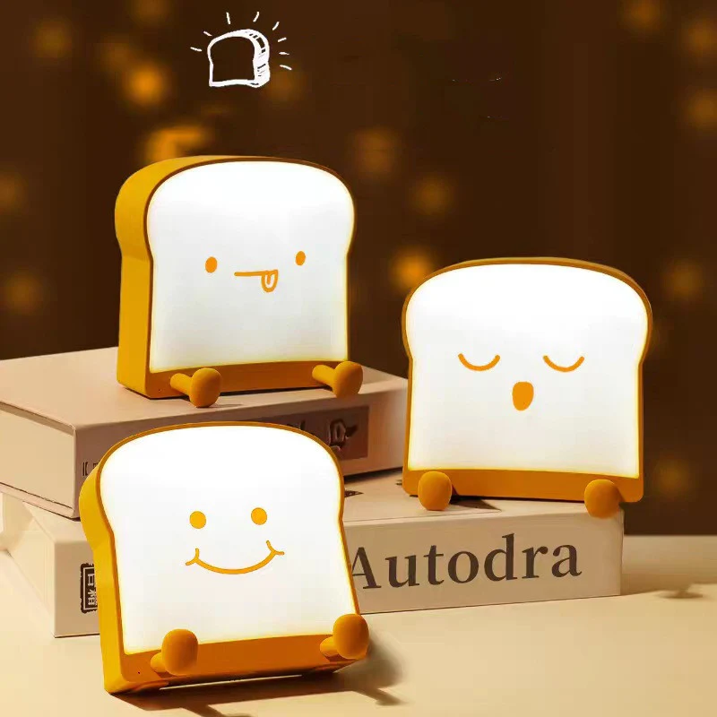 Meme Toast Bread LED Night Light – Rechargeable Bedside Nursery Lamp with Phone Stand - Image 10