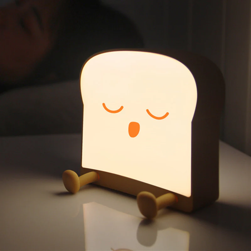 Meme Toast Bread LED Night Light – Rechargeable Bedside Nursery Lamp with Phone Stand - Image 11