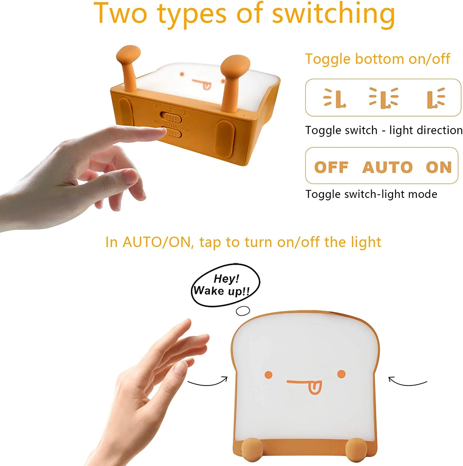 Meme Toast Bread LED Night Light – Rechargeable Bedside Nursery Lamp with Phone Stand - Image 8