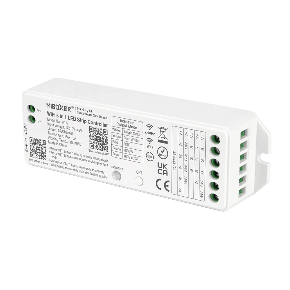 MiBOXER WL5 5 in 1 LED Strip Controller (WiFi+2.4G)LED Controller Series - Image 3