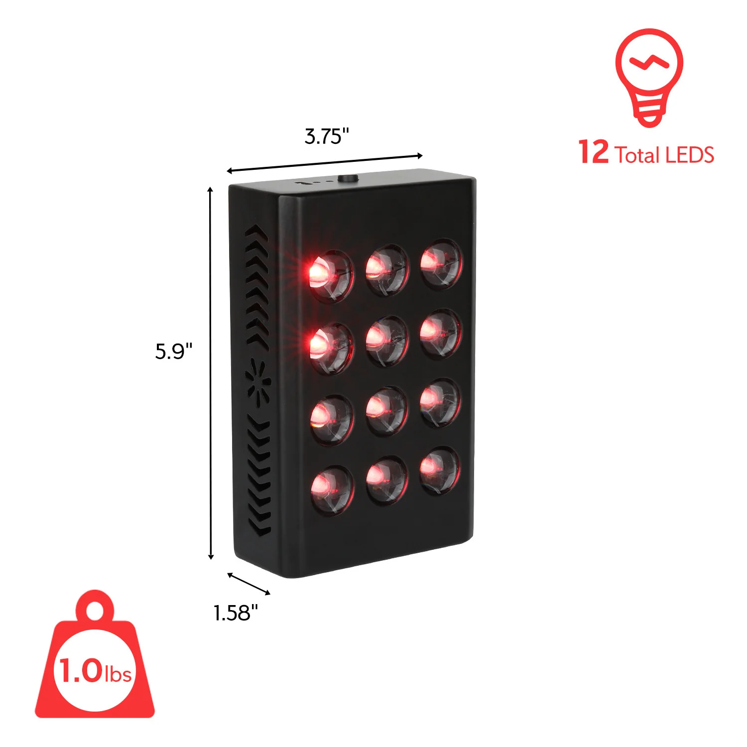 MINI60 Rechargeable Red & Near Infrared Therapy Light – Dual Chip | 12 LEDs | Portable Handheld Design | 5V 2A USB Powered | Black / White | Red Light Therapy for Skin Care & Muscle Relief - Image 3
