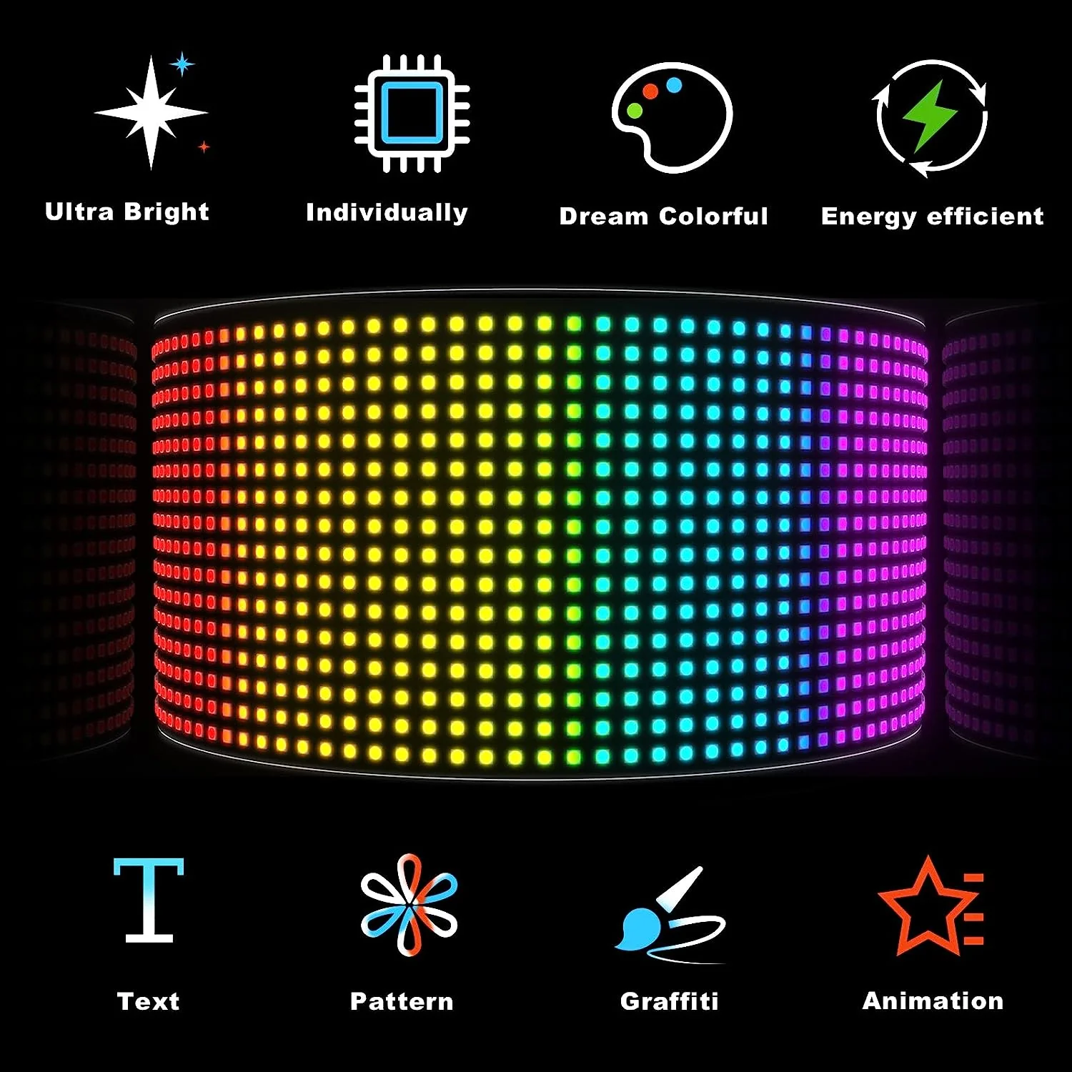 Model 1632 Flexible USB 5V Car LED Sign Bluetooth App Control Display Screen Text Pattern Animation LED sign display for Car Windows, Shop, Bar and Entrance Sign - Image 3