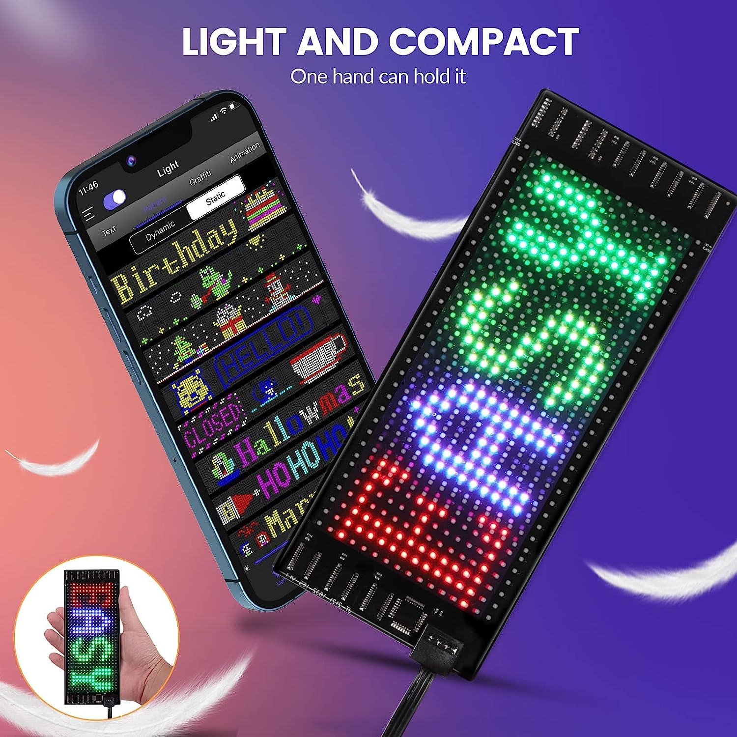 Model 1632 Flexible USB 5V Car LED Sign Bluetooth App Control Display Screen Text Pattern Animation LED sign display for Car Windows, Shop, Bar and Entrance Sign - Image 4
