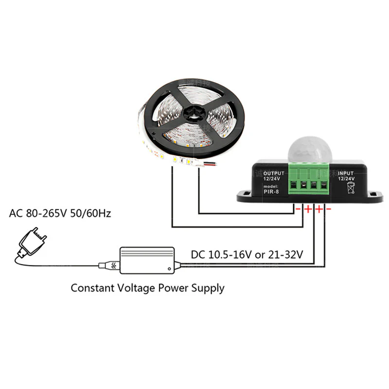 Single Color LED Strip Motion Sensor Switch – DC12V-24V 6A | PIR Infrared Motion Detector Controller | For LED Strips - Image 5