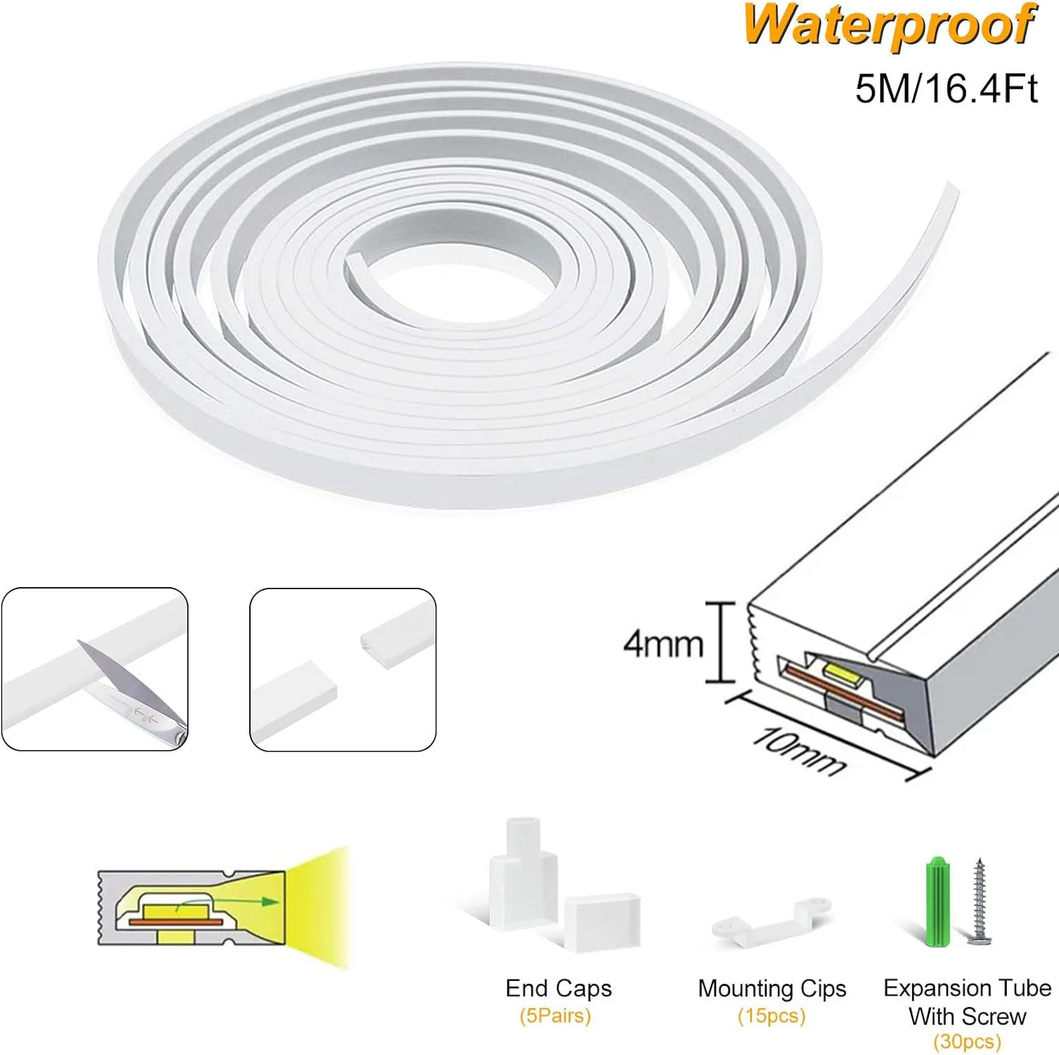 Neon Light Housing – S0410 Side Edge Lighting | 4x10mm Silicone LED Channel System | IP67 Waterproof | 5mm PCB Width | 16.4FT/5M | Local Stock US/UK/DE - Image 2