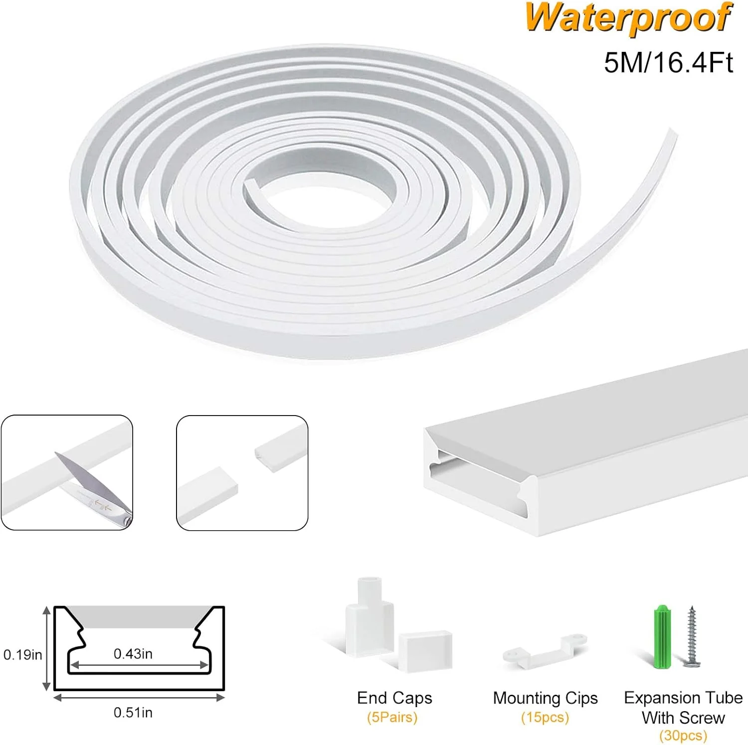 Neon Light Housing – S0513 | 5x13mm Silicone LED Channel System | IP67 Waterproof | 10mm PCB Width | 16.4FT/5M | Local Stock US/UK/DE - Image 2