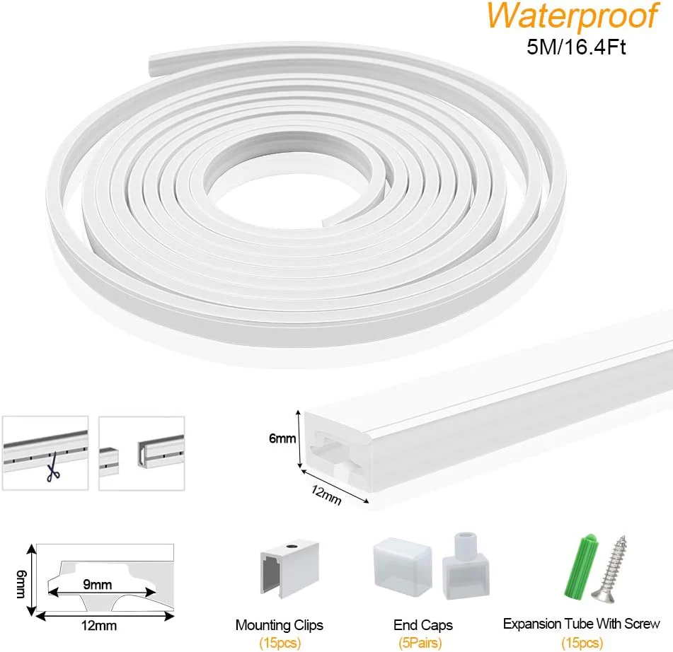 Neon Light Housing – S0612 Side Edge Lighting | 6x12mm Silicone LED Channel System | IP67 Waterproof | 8mm PCB Width | 16.4FT/5M | Local Stock US/UK/DE - Image 2