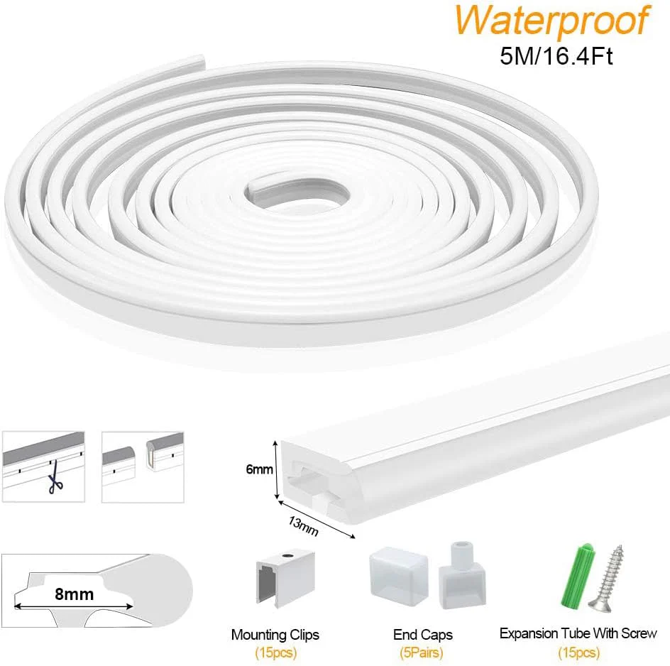 Neon Light Housing – S0613 Side Edge Lighting | 6x13mm Silicone LED Channel System | IP67 Waterproof | 8mm PCB Width | 16.4FT/5M | Local Stock US/UK/DE - Image 2