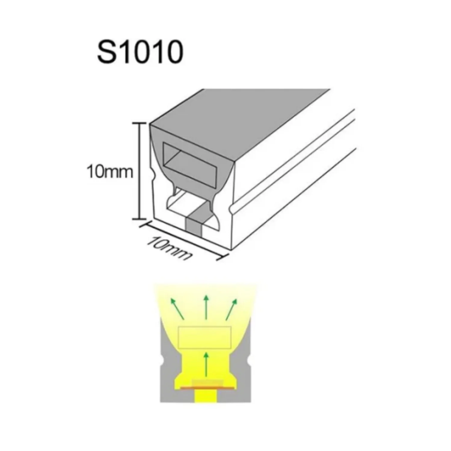 Neon Light Housing – S1010 Black | 10x10mm Silicone LED Channel System | IP67 Waterproof | 6mm PCB Width | 164FT/50M