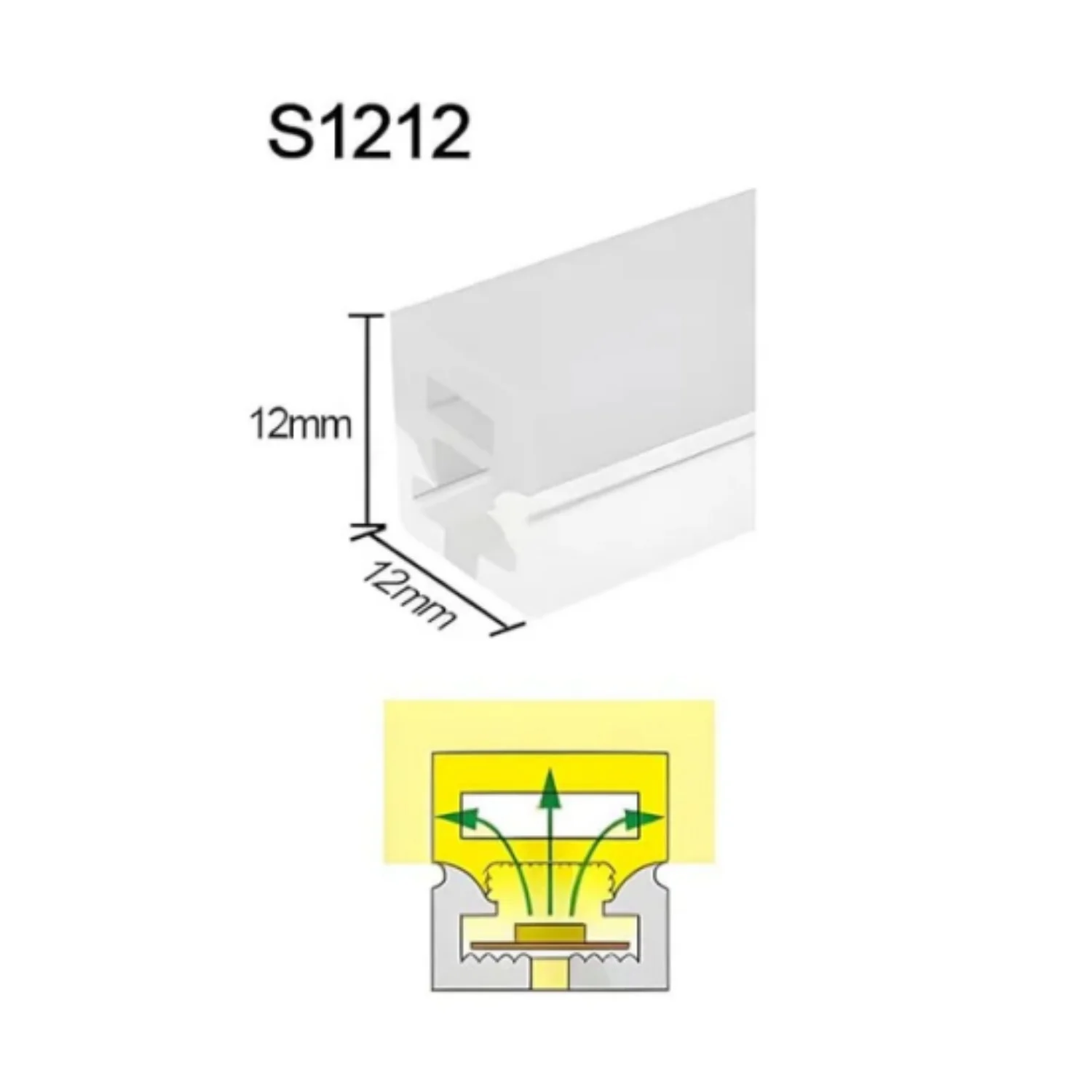 Neon Light Housing – S1212 | 12x12mm Silicone LED Channel System | IP67 Waterproof | 8mm PCB Width | 16.4FT/5M | Local Stock US/UK/DE