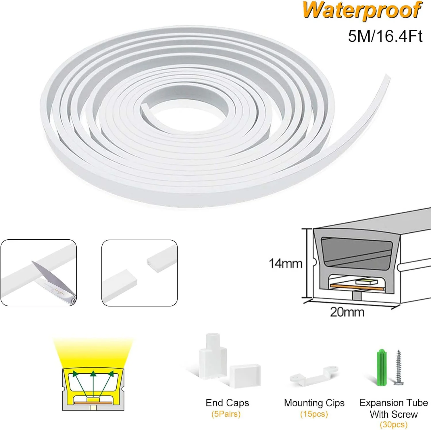 Neon Light Housing – S1420 | 14x20mm Silicone LED Channel System | IP67 Waterproof | 12mm PCB Width | 16.4FT/5M | Local Stock US/UK/DE - Image 2