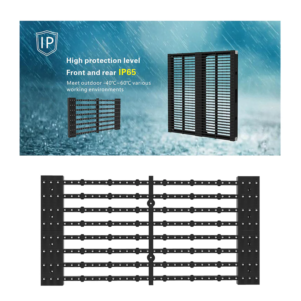 oClear Pro Series Outdoor Waterpoof P15.6/31.2mm Transparent LED Mesh Display High Brightness 7500nits in Size 1000x1000mm Aluminum Cabinet for Fixed Installation - Image 7
