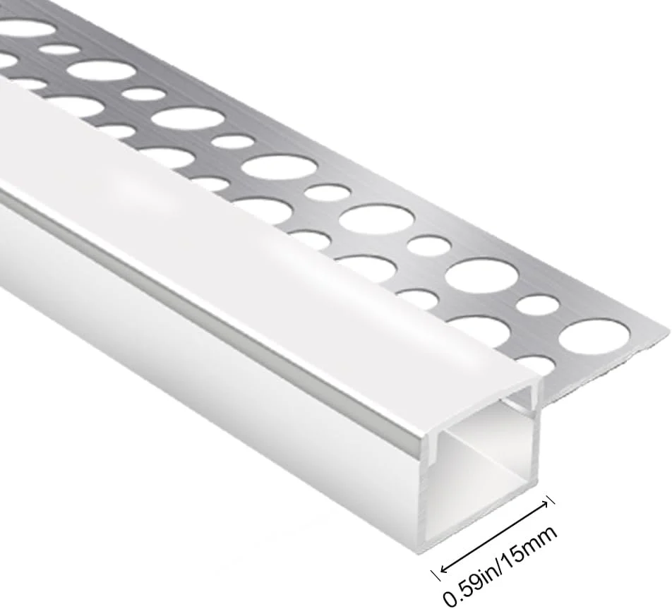 One-Sided Plaster-in Drywall LED Aluminum Channels– Fit for 1 to 13mm LED Strip | Silver | Milky White Cover | 1 / 2 / 3 Meter | Silver | Milky White Cover | 50 / 100 -Pack - Image 3
