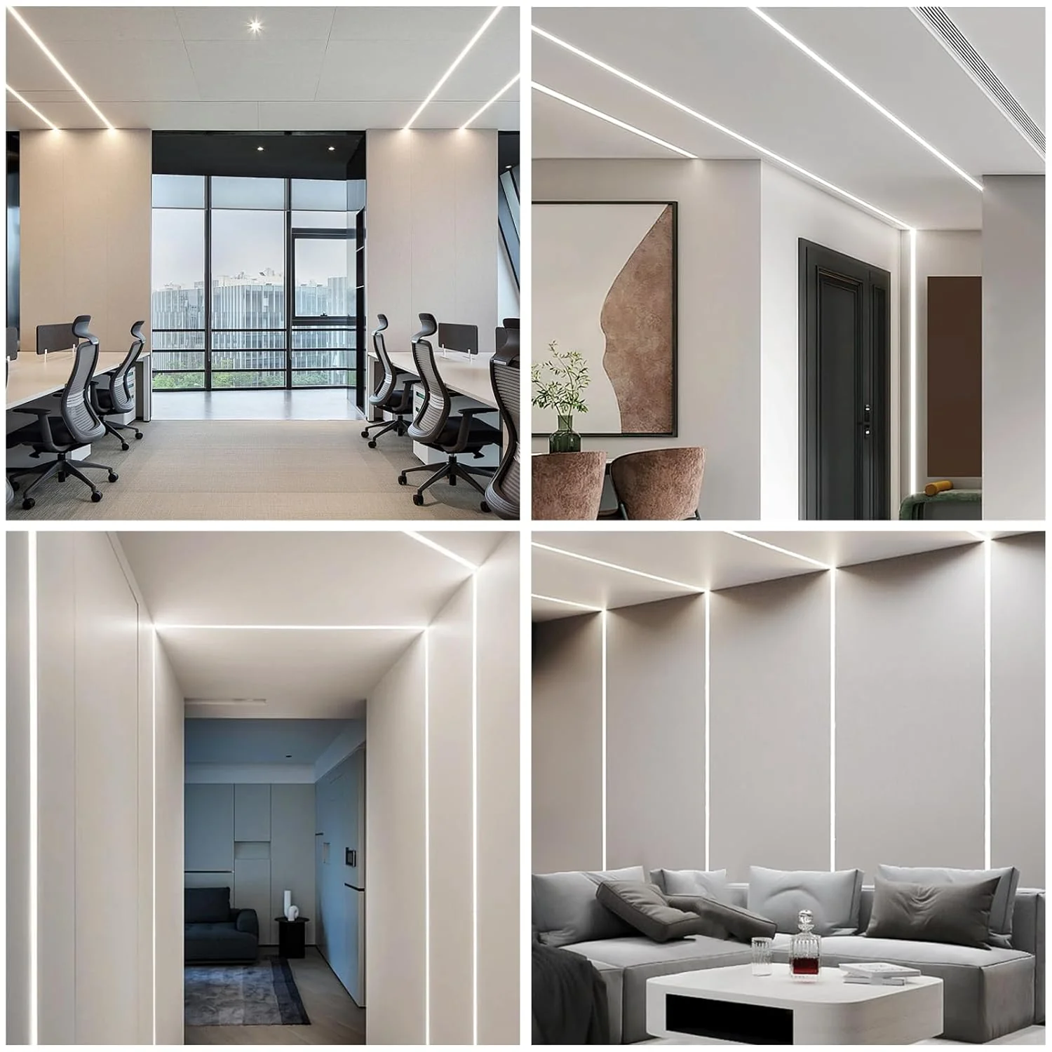 One-Sided Plaster-in Drywall LED Aluminum Channels– Fit for 1 to 20mm LED Strip | Silver | Milky White Cover | 1 / 2 / 3 Meter | Silver | Milky White Cover | 50 / 100 -Pack - Image 8
