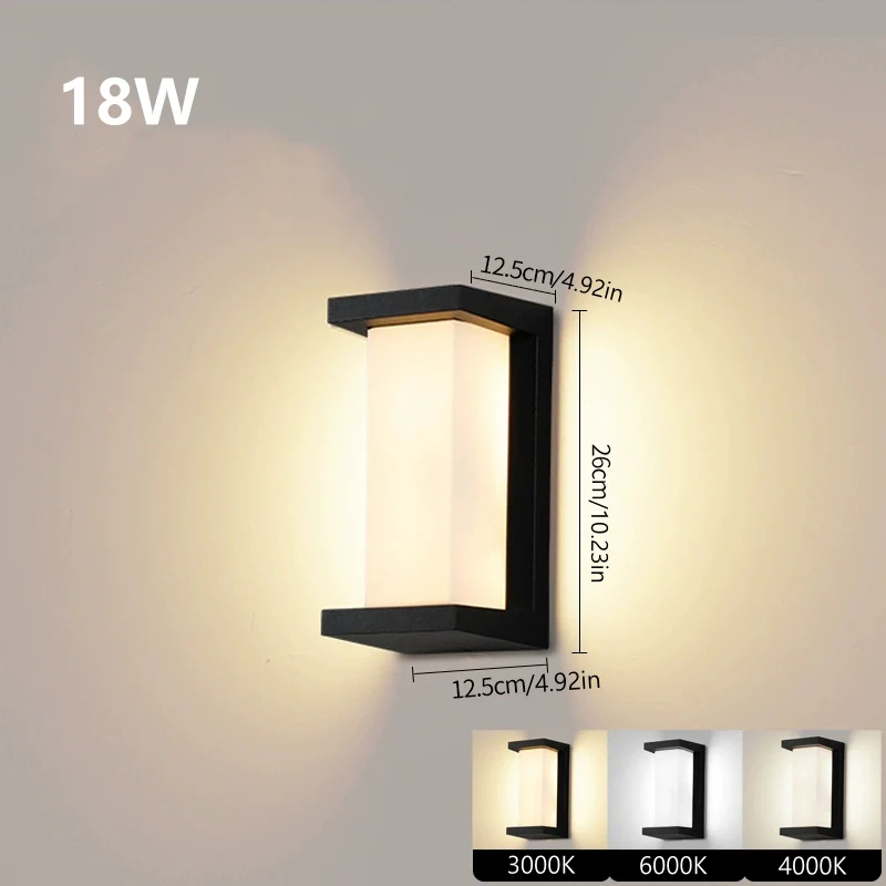 Open Frame Vertical Waterproof LED Wall Light – 18W | 3000K / 4000K / 6000K | Black Housing | Up & Down Outdoor Wall Sconce for Porch, Garden, Balcony & Indoor Decoration | Aluminum Housing | IP65 | 2-Pack - Image 2