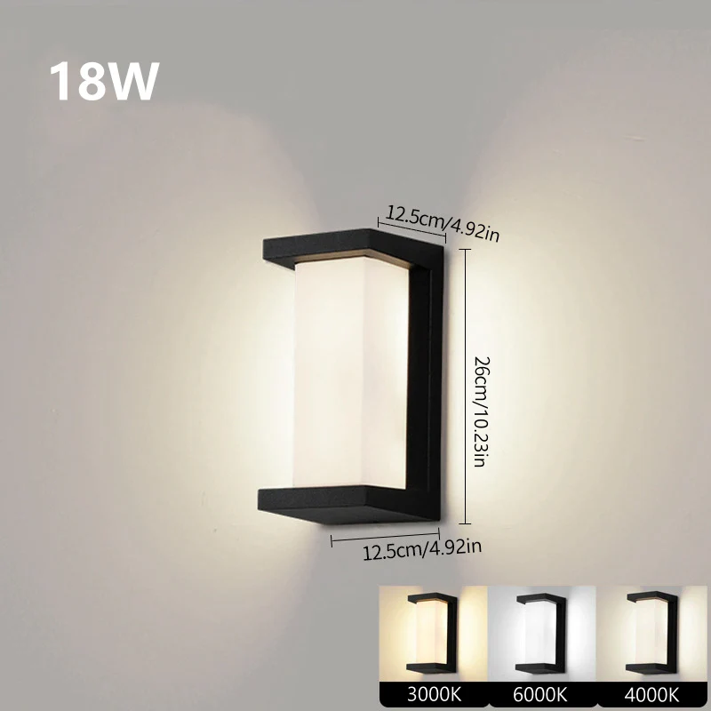 Open Frame Vertical Waterproof LED Wall Light – 18W | 3000K / 4000K / 6000K | Black Housing | Up & Down Outdoor Wall Sconce for Porch, Garden, Balcony & Indoor Decoration | Aluminum Housing | IP65 | 2-Pack - Image 4
