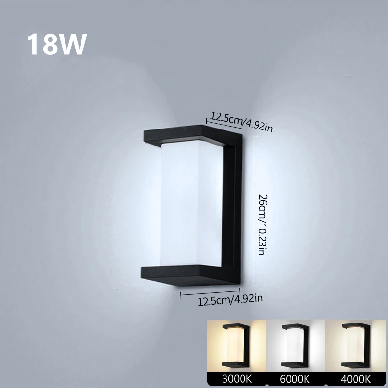 Open Frame Vertical Waterproof LED Wall Light – 18W | 3000K / 4000K / 6000K | Black Housing | Up & Down Outdoor Wall Sconce for Porch, Garden, Balcony & Indoor Decoration | Aluminum Housing | IP65 | 2-Pack - Image 5